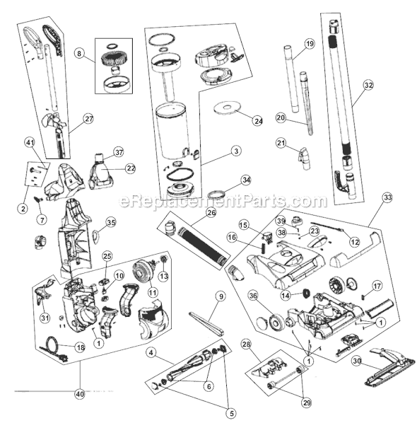Page A Diagram and Parts List for UD40180  Dirt Devil Upright Vacuum